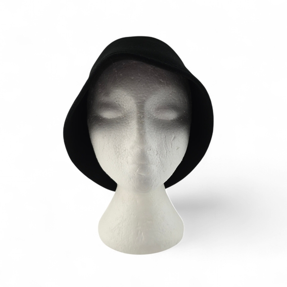 NWT GEO W BOLLMAN & Co. Women's Vintage Black Cloche Doeskin Felt Wool Bell Hat - Picture 2 of 11